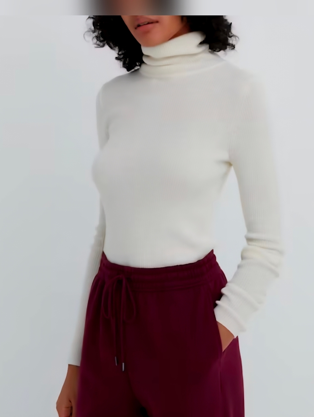 Uniqlo Women's M Thick 100% Wool Roll Turtleneck Sweater Cream Off-white